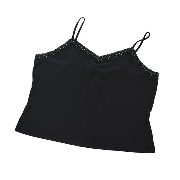 Merona Black Sequin Lace Crop Cami 2X Y2K 90s Whimsigoth - Picture 1 of 7